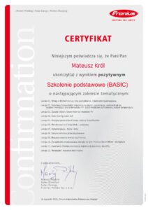 Certyfikat instalatora fotowoltaiki